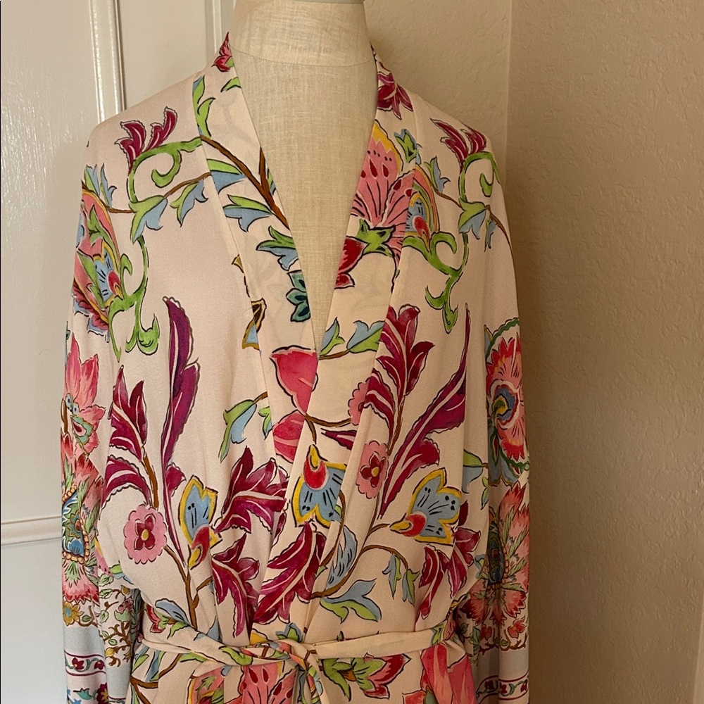 Zara Floral Multicolor Kimono Robe - Picture 7 of 9